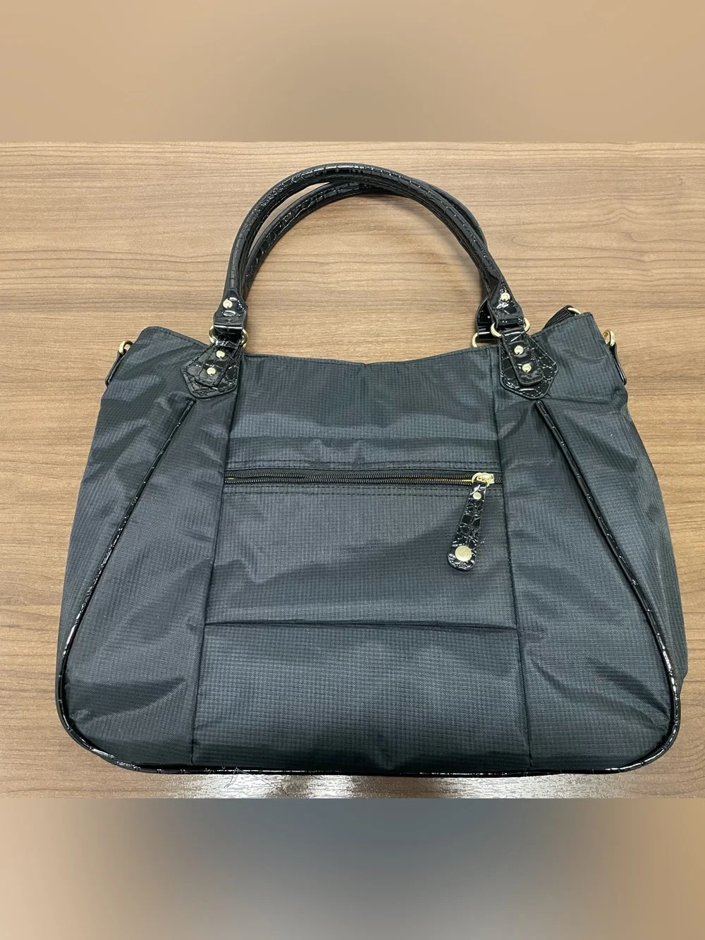NWOT Samantha Brown Black Croc-Trim Weekend Travel Tote Bag